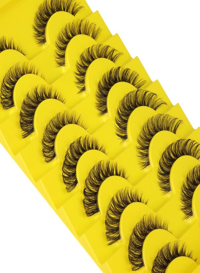 zanlufly False Eyelashes Natural Russian Strip Lashes Wispy Cat Eye Mink Lashes 3D D Curl Fake Eyelashes Lightweight Transparent Band Handmade Reusable Lashes Pack - Image 1