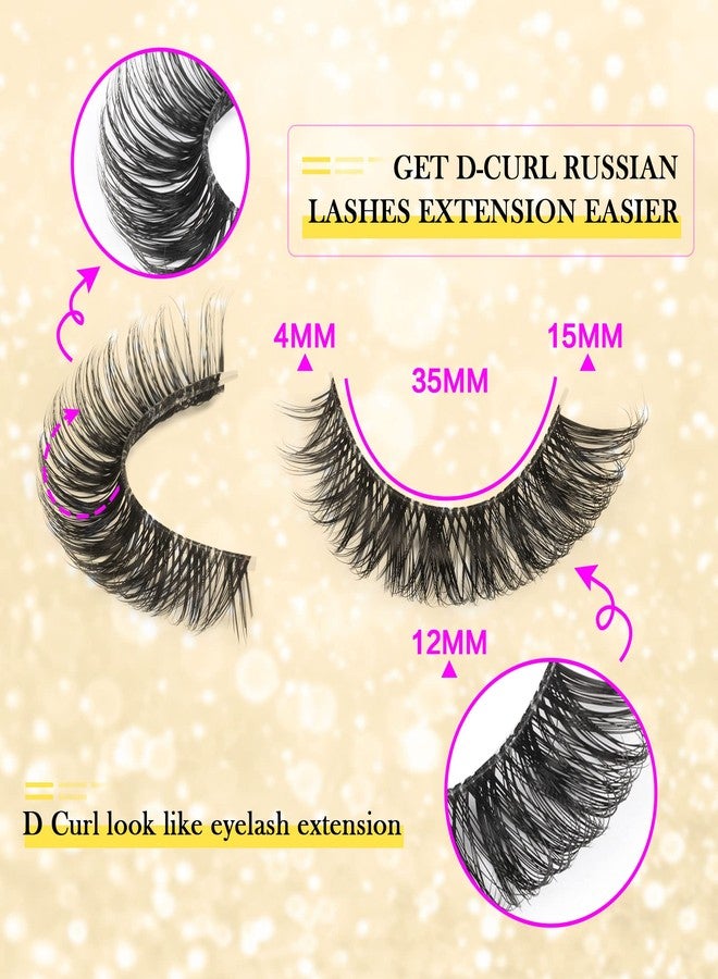 zanlufly False Eyelashes Natural Russian Strip Lashes Wispy Cat Eye Mink Lashes 3D D Curl Fake Eyelashes Lightweight Transparent Band Handmade Reusable Lashes Pack - Image 3