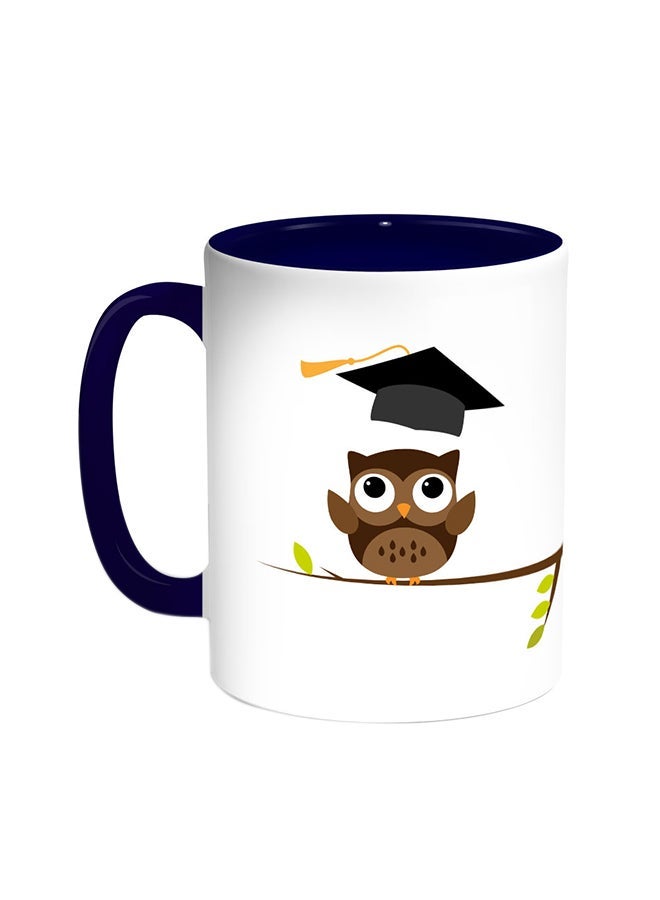 RYN Graduation - Owl Picture Printed Coffee Mug Blue/White 11ounce