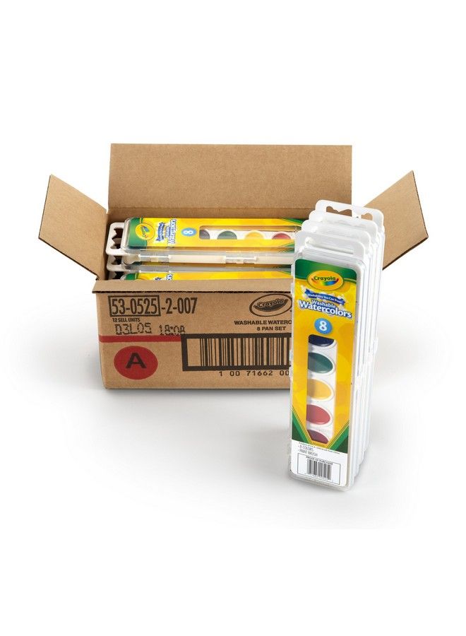 Crayola 8 Pan Set Washable Watercolors 12 Pack Kids Indoor Activities At Home - Image 2