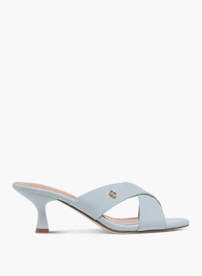 Celeste Women's Cross Strap Slip-On Sandals with Flared Heels