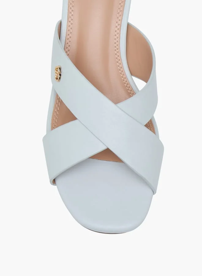 Celeste Women's Cross Strap Slip-On Sandals with Flared Heels