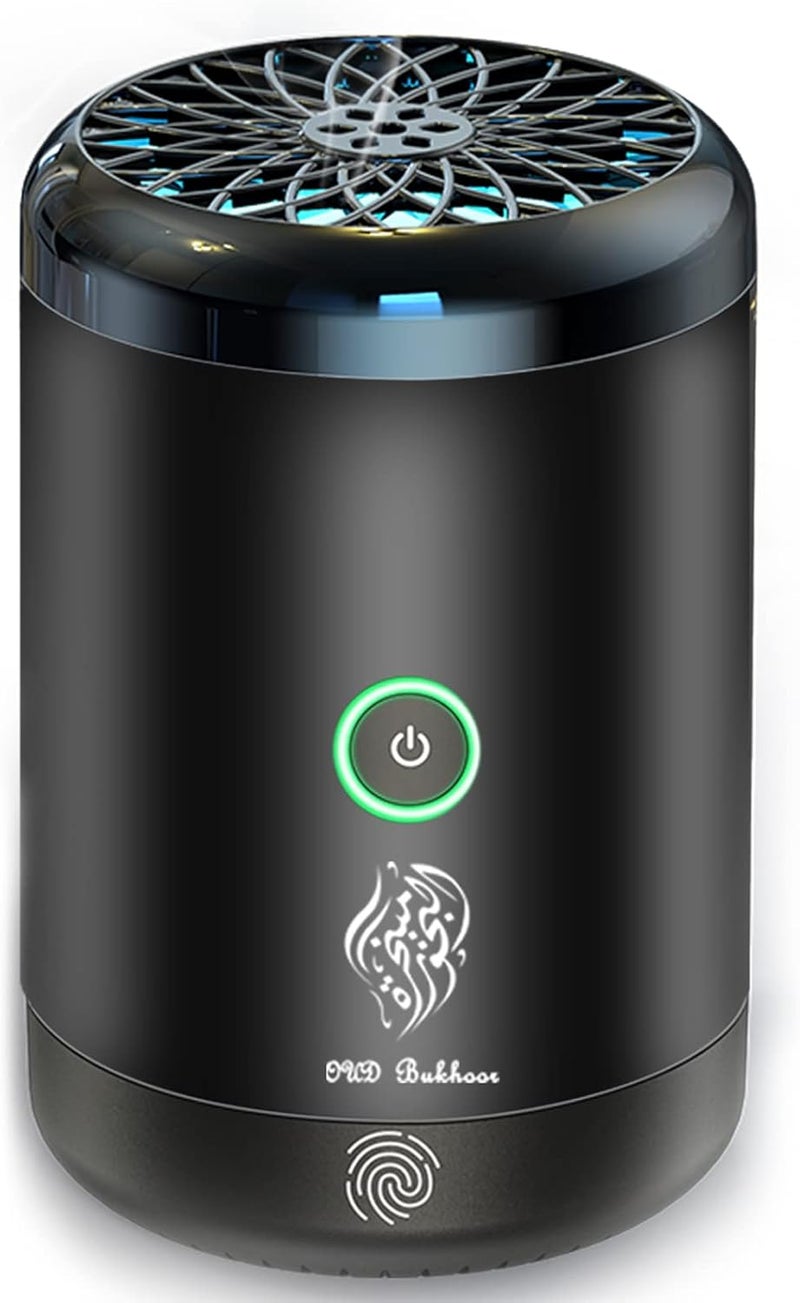 Achas Bakhoor Burner Electric Incense Burner, 16 Kinds Led Lights Portable Electric Car Diffuser مبخرة الكترونية For Home & Office Black - Image 1