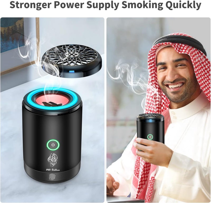 Achas Bakhoor Burner Electric Incense Burner, 16 Kinds Led Lights Portable Electric Car Diffuser مبخرة الكترونية For Home & Office Black - Image 5