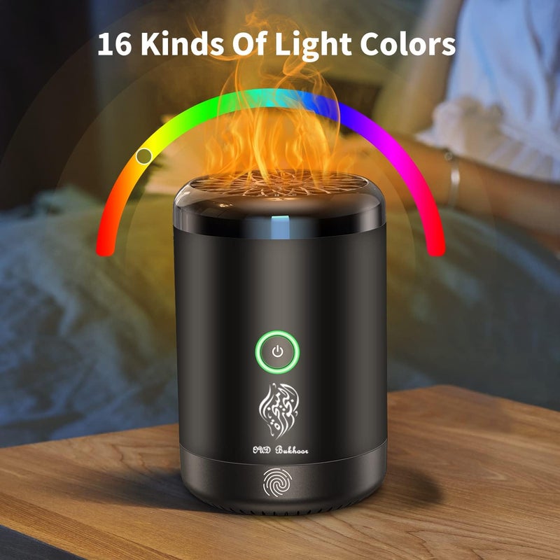 Achas Bakhoor Burner Electric Incense Burner, 16 Kinds Led Lights Portable Electric Car Diffuser مبخرة الكترونية For Home & Office Black - Image 2