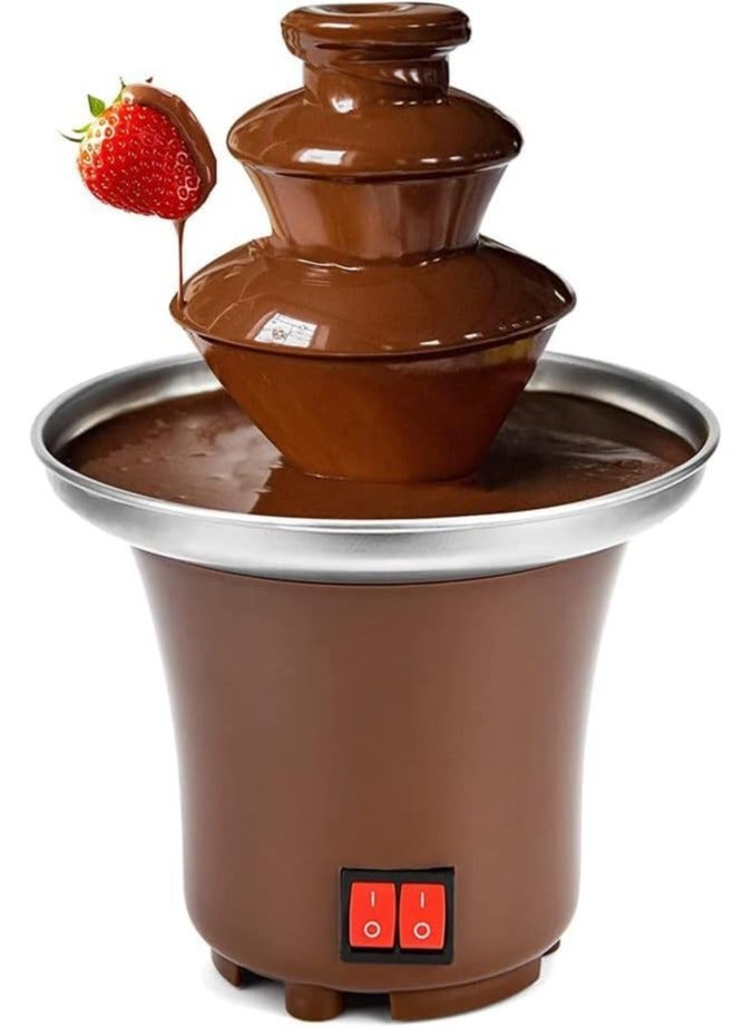 معرض الأعياد نافورة شوكولاتة صغيرة جديدة بثلاث طبقات تصميم إبداعي تذوب الشوكولاتة مع آلة فوندو للتدفئة يمكنك صنعها بنفسك وعاء صغير لشلال المياه والقهوة - Image 1