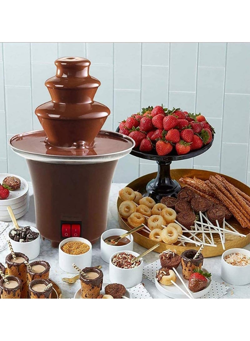 معرض الأعياد نافورة شوكولاتة صغيرة جديدة بثلاث طبقات تصميم إبداعي تذوب الشوكولاتة مع آلة فوندو للتدفئة يمكنك صنعها بنفسك وعاء صغير لشلال المياه والقهوة - Image 4