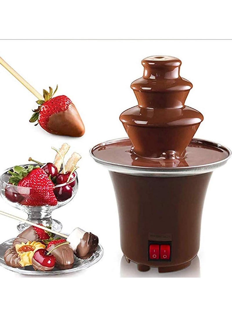 معرض الأعياد نافورة شوكولاتة صغيرة جديدة بثلاث طبقات تصميم إبداعي تذوب الشوكولاتة مع آلة فوندو للتدفئة يمكنك صنعها بنفسك وعاء صغير لشلال المياه والقهوة - Image 3