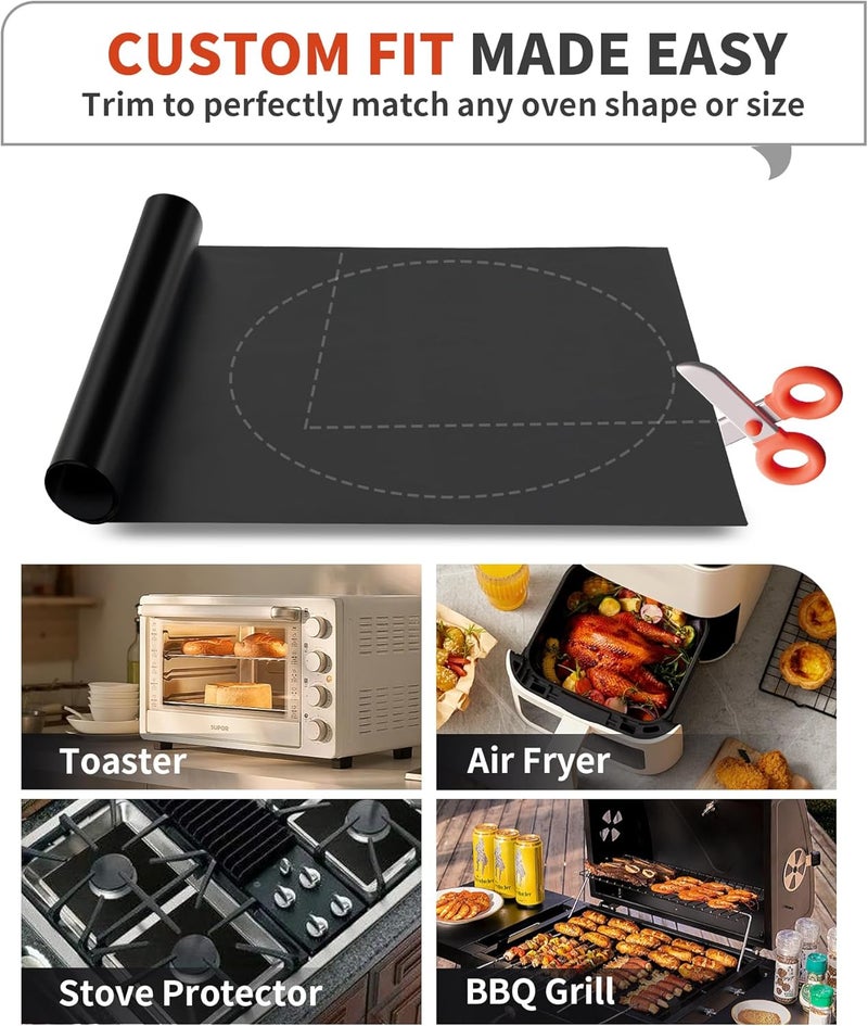 Buself Oven Liners for Bottom of Oven - 2 Pack Large Heavy Duty Oven Mats, 17"x 25" Reusable Matt Liner for Electric, Gas, Toaster Ovens & Grills, BPA & PFOA Free, Kitchen Essentials, Black - Image 5