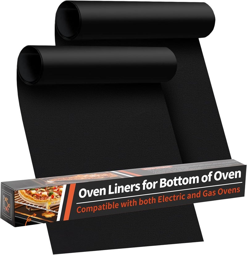 Buself Oven Liners for Bottom of Oven - 2 Pack Large Heavy Duty Oven Mats, 17"x 25" Reusable Matt Liner for Electric, Gas, Toaster Ovens & Grills, BPA & PFOA Free, Kitchen Essentials, Black - Image 1