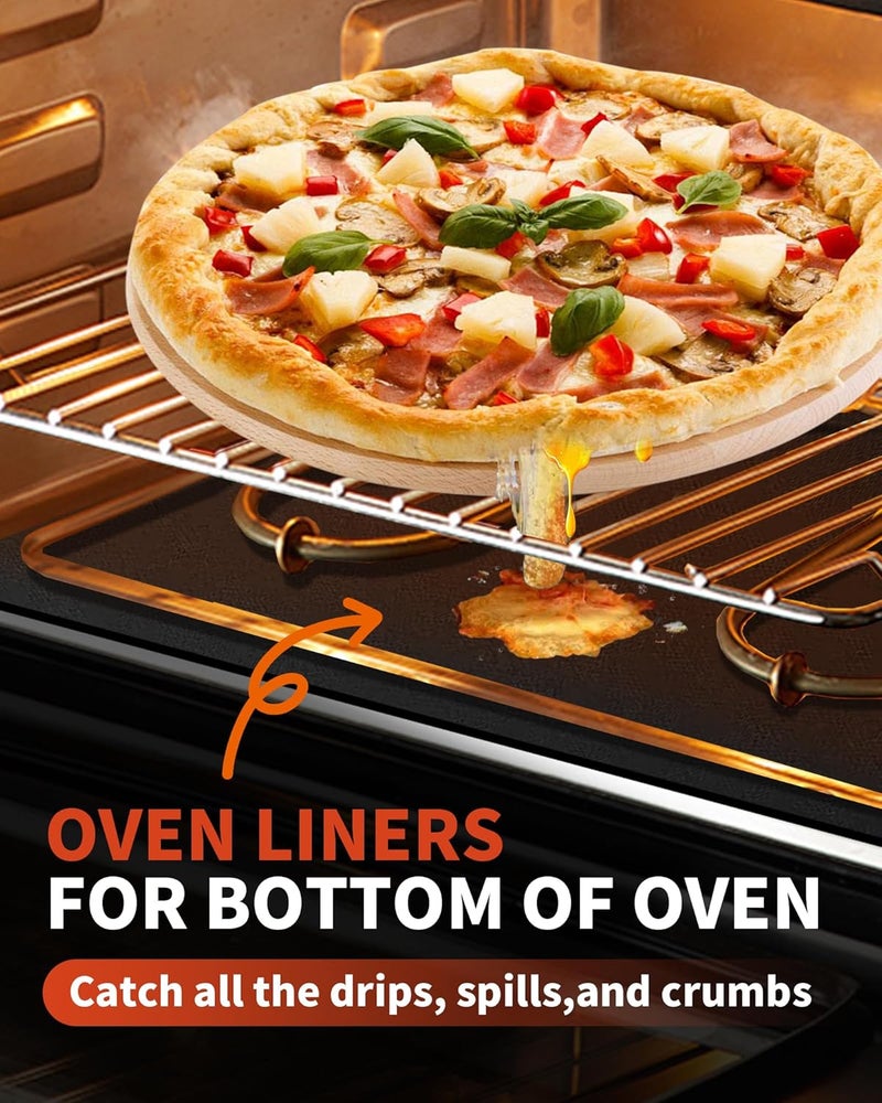 Buself Oven Liners for Bottom of Oven - 2 Pack Large Heavy Duty Oven Mats, 17"x 25" Reusable Matt Liner for Electric, Gas, Toaster Ovens & Grills, BPA & PFOA Free, Kitchen Essentials, Black - Image 2