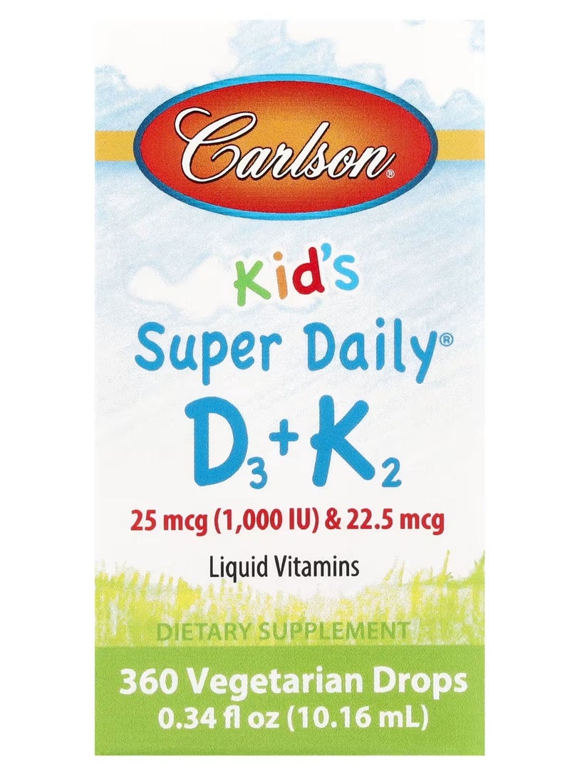 كارلسون‏ للأطفال Super Daily فيتامينات (د3)+(ك2) 25 مكجم (1,000 وحدة دولية) و22.5 مكجم، 0.34 أونصة سائلة (10.16 مل) - Image 1