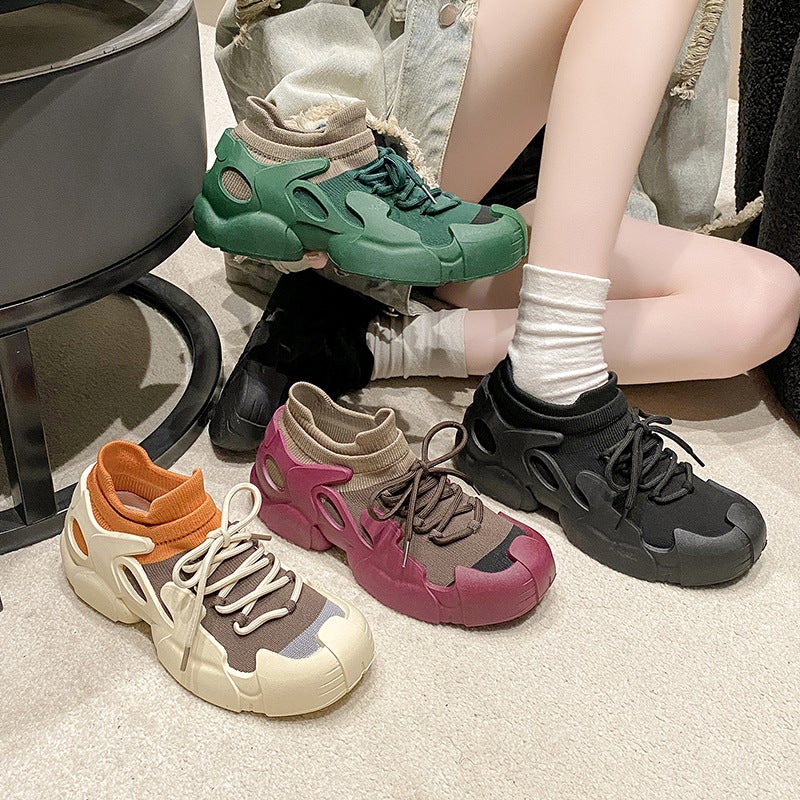 Couple Sneaker Summer Woven Mesh Breathable Socks Shoes Mountaineering Non-Slip Shoes Explosions Daddy Shoes - Image 2