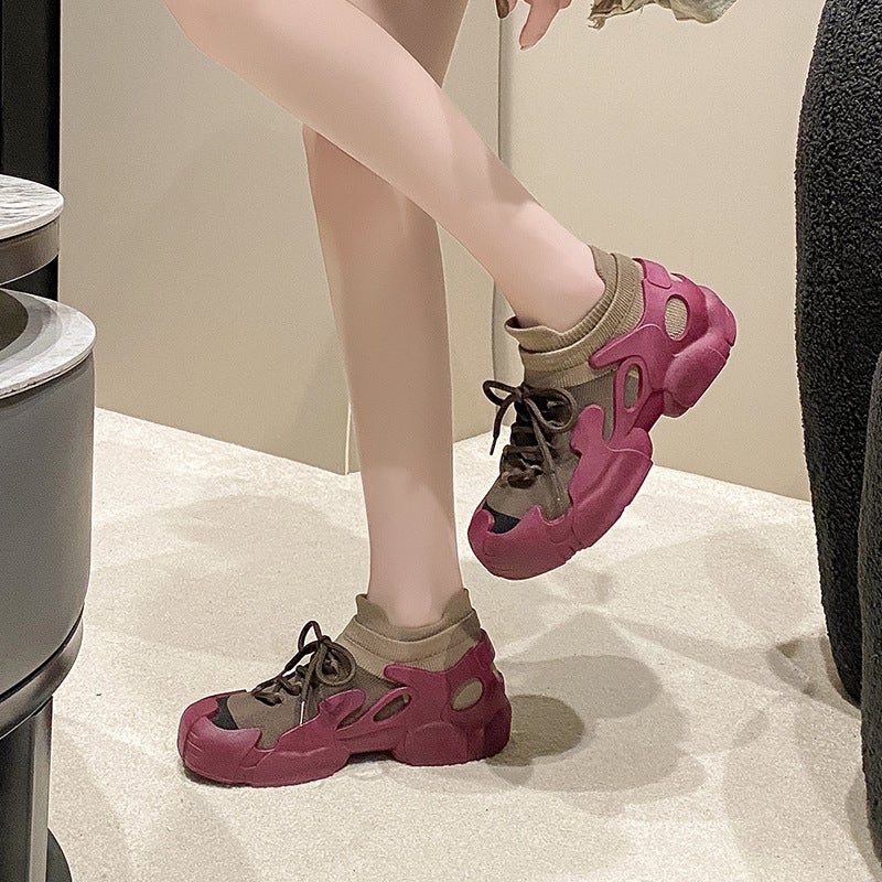 Couple Sneaker Summer Woven Mesh Breathable Socks Shoes Mountaineering Non-Slip Shoes Explosions Daddy Shoes - Image 5