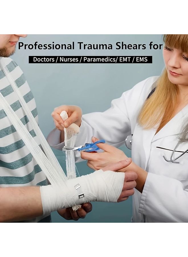 Blue 6 In 1 Multifunctional Stainless Steel Trauma Scissors With Plastic Sheath - Image 5