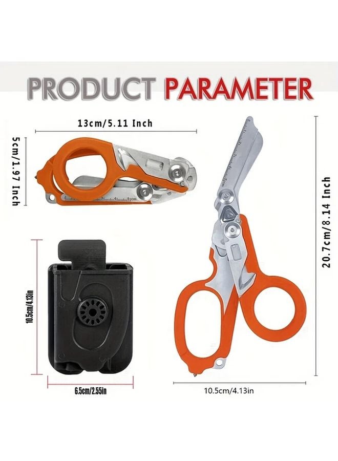 Blue 6 In 1 Multifunctional Stainless Steel Trauma Scissors With Plastic Sheath - Image 3