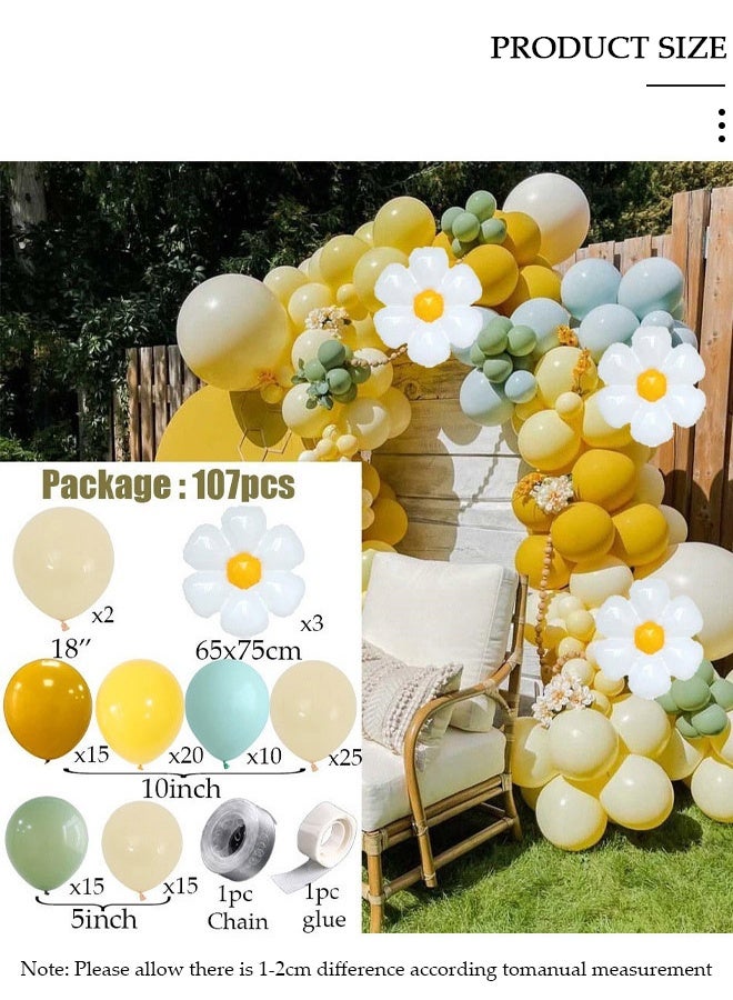 DUNISO 107PCS Balloon Garland Arch Kit Metallic Yellow Blue Latex Balloons Set For Baby Wedding Birthday Party Background Decorations School Opening Ceremony - Image 2