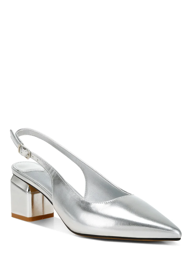 London Rag Metallic Faux Leather Slingback Sandals in Silver