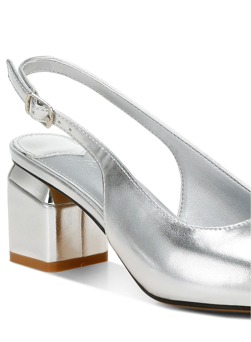 London Rag Metallic Faux Leather Slingback Sandals in Silver