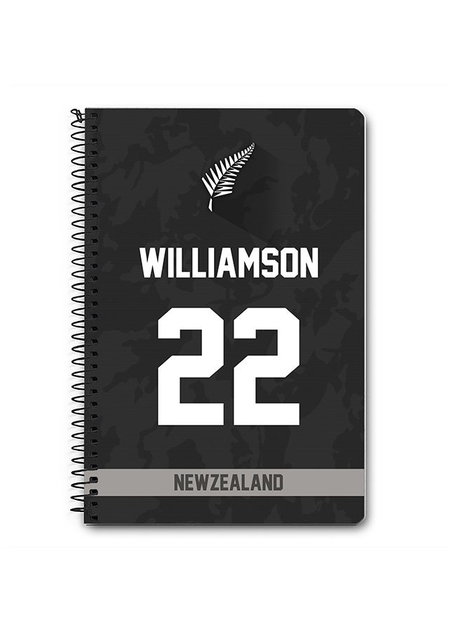 Stylizedd Designer A5 Spiral Notebook Memo Notepad Journal Player - Kane Williamson, Jersey Number -22 (With Logo) - Image 1