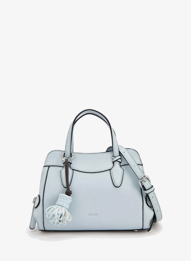 Textured Crossbody Bag With Tassel Detail