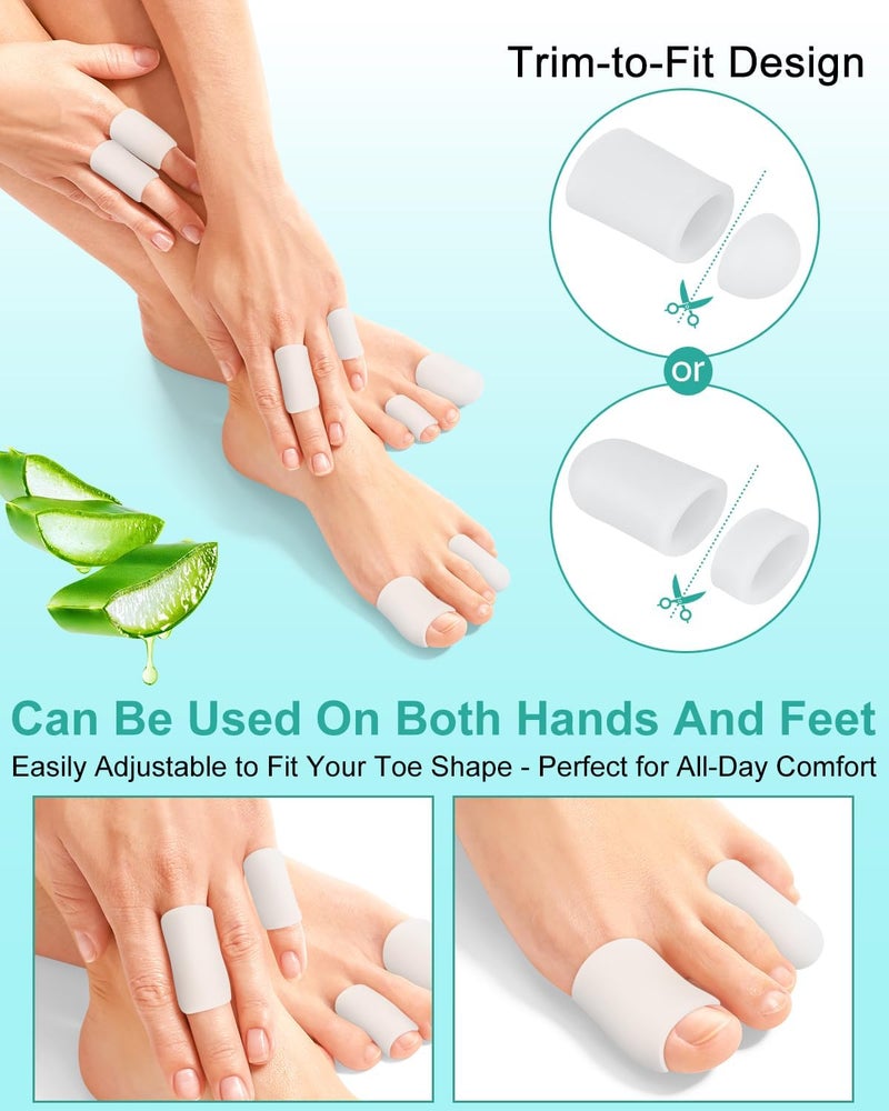 16-Pack Silicone Toe Protectors and Caps, Gel Toe Covers Bandage Sleeves for Women & Men Pain Relief, Cushion Pads for Corns, Calluses, Blisters, Toenails Loss(Clear, Mixed Sizes, 4L+8M+4S) - Image 4