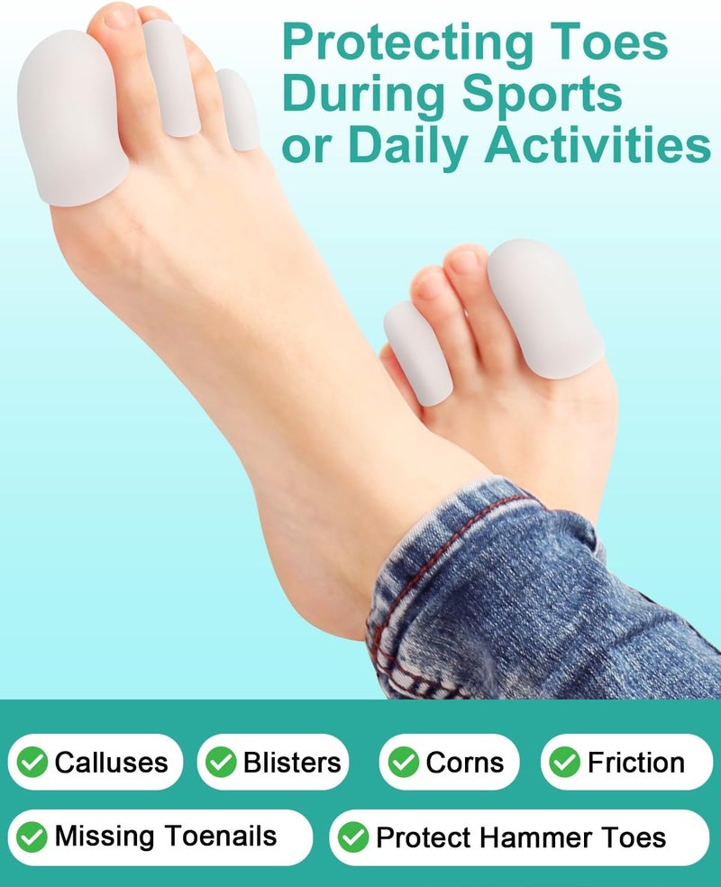 16-Pack Silicone Toe Protectors and Caps, Gel Toe Covers Bandage Sleeves for Women & Men Pain Relief, Cushion Pads for Corns, Calluses, Blisters, Toenails Loss(Clear, Mixed Sizes, 4L+8M+4S) - Image 5