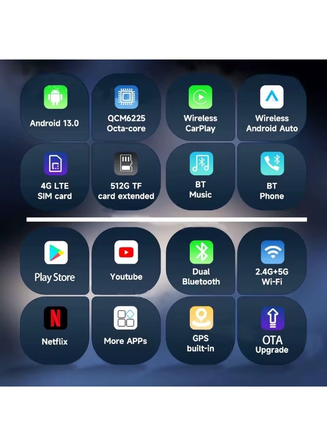 Kbox-Led Qualcomm 6225 Chipset Android 13 Google Play Apps Wireless Carplay Adapter RGB Light 4G Sim Card Network - Image 3