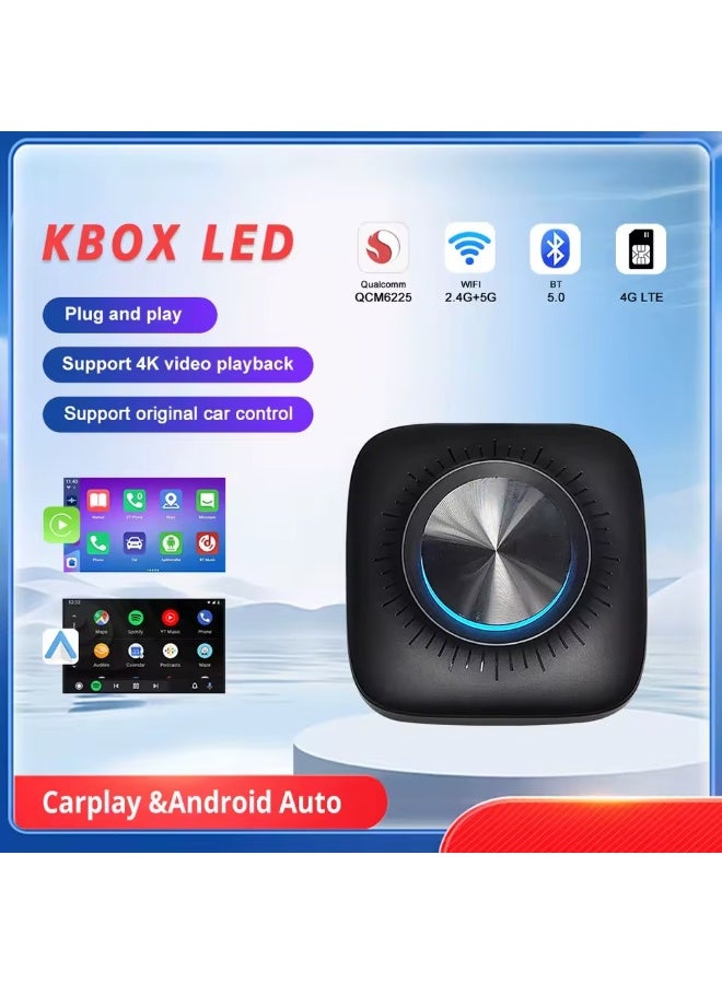 Kbox-Led Qualcomm 6225 Chipset Android 13 Google Play Apps Wireless Carplay Adapter RGB Light 4G Sim Card Network - Image 2