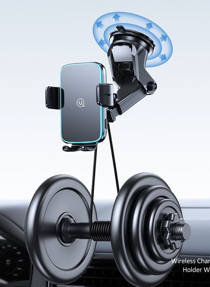 أوسامس حامل هاتف سيارة للشحن اللاسلكي مع قاعدة شفط - شاحن لاسلكي سريع بقدرة 15 وات، وصلة ثلاثية المحاور، محاذاة دقيقة، شاحن لاسلكي للسيارة، وصلة Car Link It Wireless CarPlay، شاحن لاسلكي لحامل السيارة - Image 4
