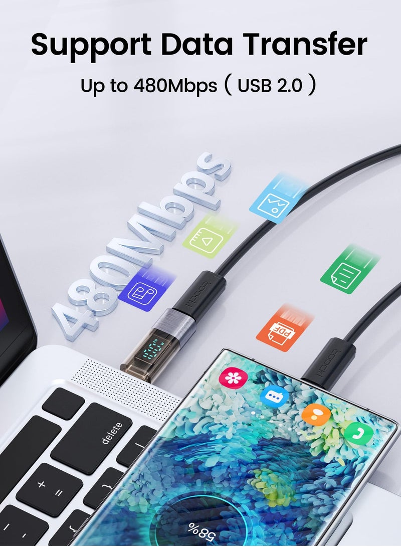 USB C Adapter USB C Female to USB C Male Extension Adapter Type C Power Meter Tester with LED Display for iPad Pro iPhone 15 Pro Max MacBook Pro Laptop and All USB C Cable 2Pack  - Image 5