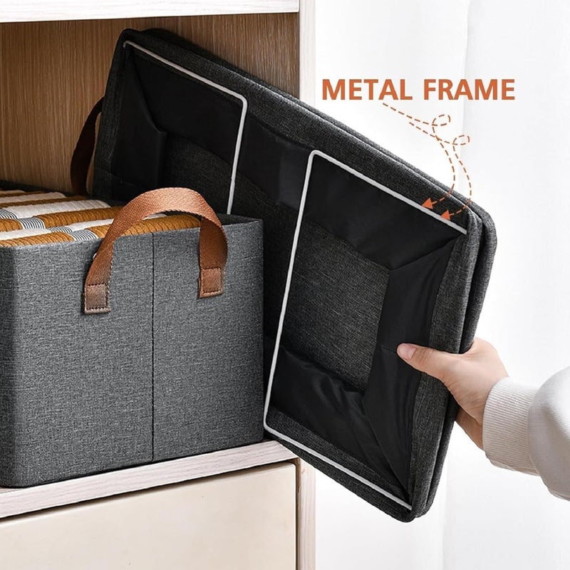 VONITY VONITY cloth organiser 4pcs Store Wardrobe Organizer For Clothes With Metal Fram cloth box Foldable Storage Box Clothing Storage Boxes For Pants Shirt Sweaters Jeans Socks etc pack of 4 - Image 3