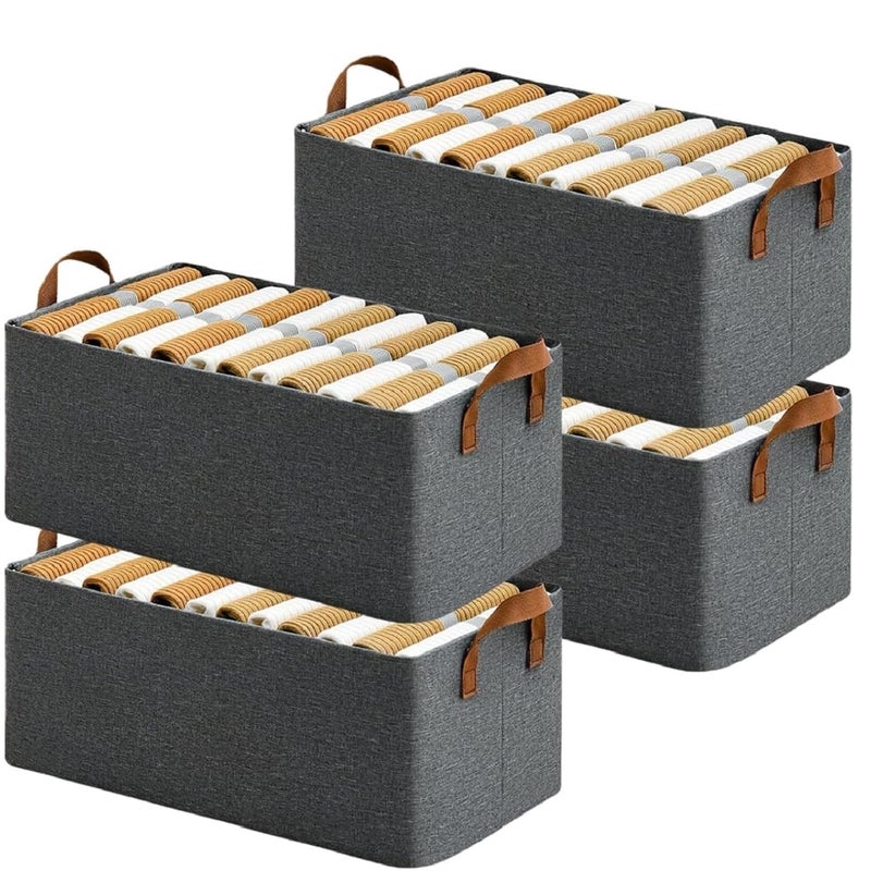 VONITY VONITY cloth organiser 4pcs Store Wardrobe Organizer For Clothes With Metal Fram cloth box Foldable Storage Box Clothing Storage Boxes For Pants Shirt Sweaters Jeans Socks etc pack of 4 - Image 1
