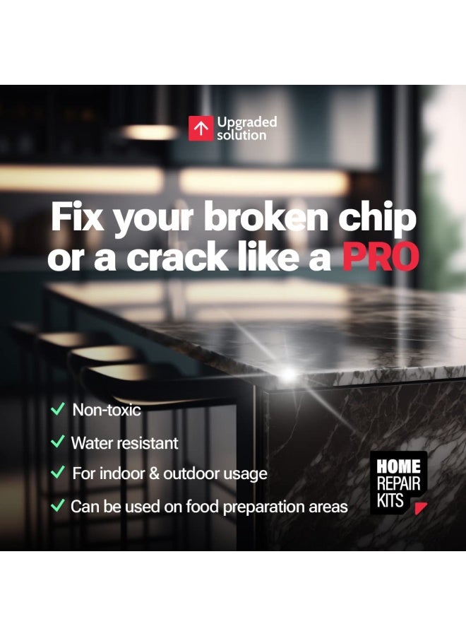 NNREPAIR طقم إصلاح الأكريليك الشفاف للجرانيت والرخام والكوارتز مناسب لمعظم الإصلاحات، أيضًا للبلاط والأسطح الخزفية والفايبرجلاس، أصلح الشقوق والرقائق المكسورة في دقائق - Image 2