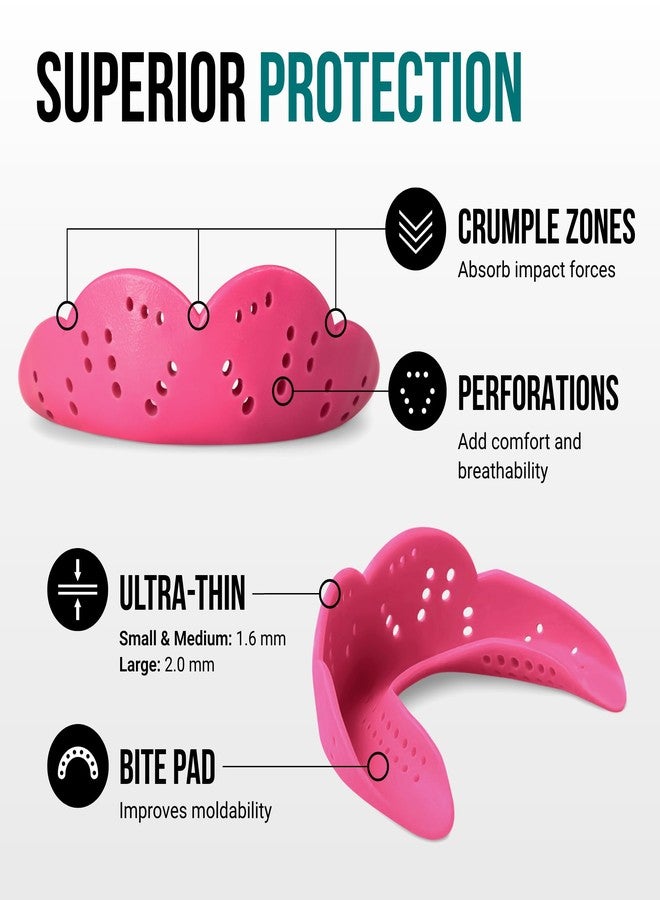 SISU Aero Small Mouthguard, Hot Pink - 1.6mm Thin - Custom-Molded Fit - Slim Design - Remoldable Up to 20 Times - for Team Sports - Non Toxic - Image 3