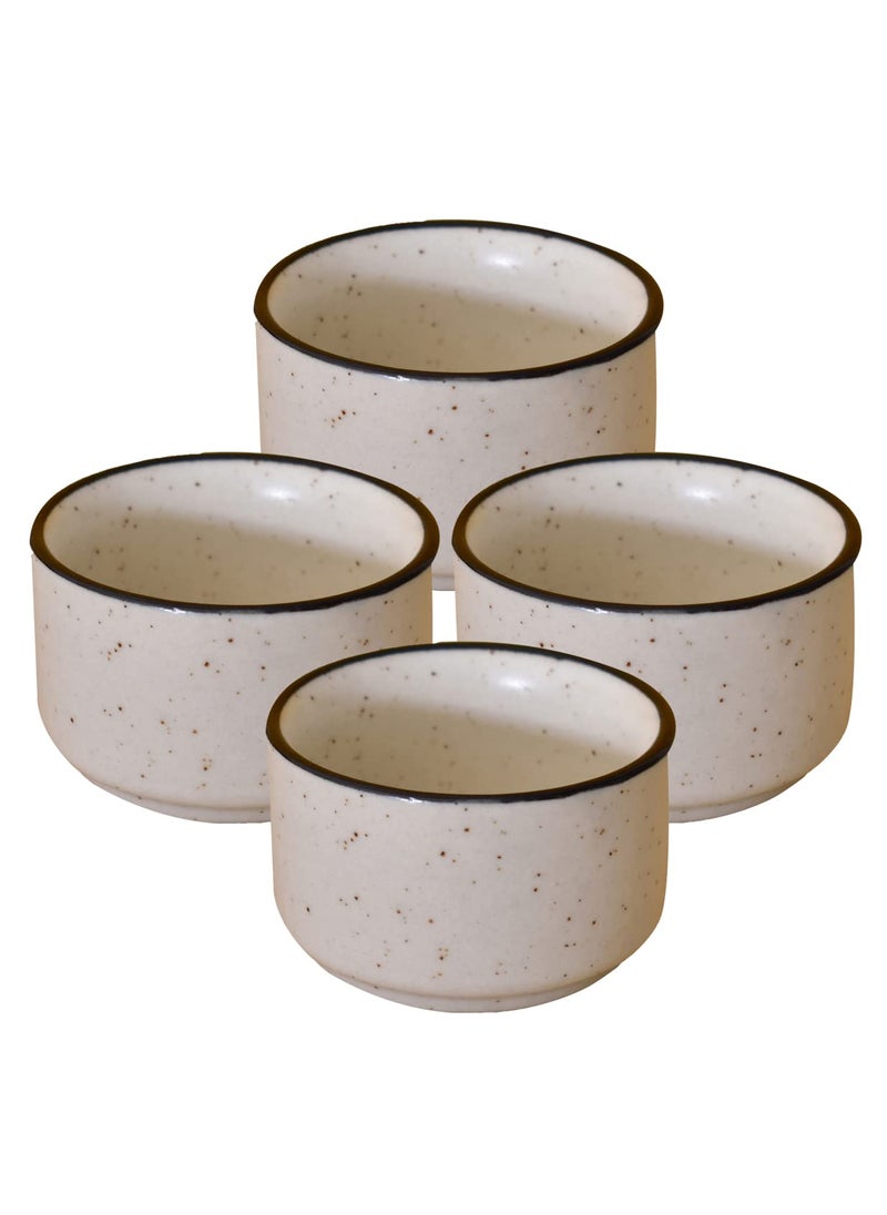 Kunhar KunhaR Ceramic Sauce Holder 56 ML 4 Pieces White Matt Black Border  - Image 1