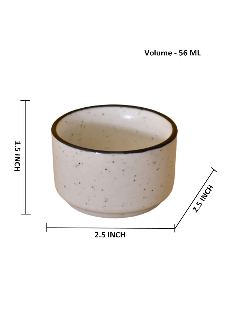 Kunhar KunhaR Ceramic Sauce Holder 56 ML 4 Pieces White Matt Black Border  - Image 2