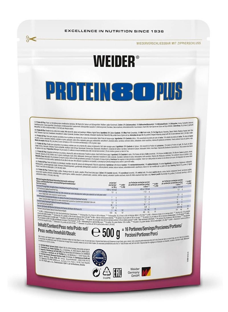 Weider - Weider Protein 80 Plus Milk Protein Isolate Wildberry-Yogurt Flavor 500G - Image 1