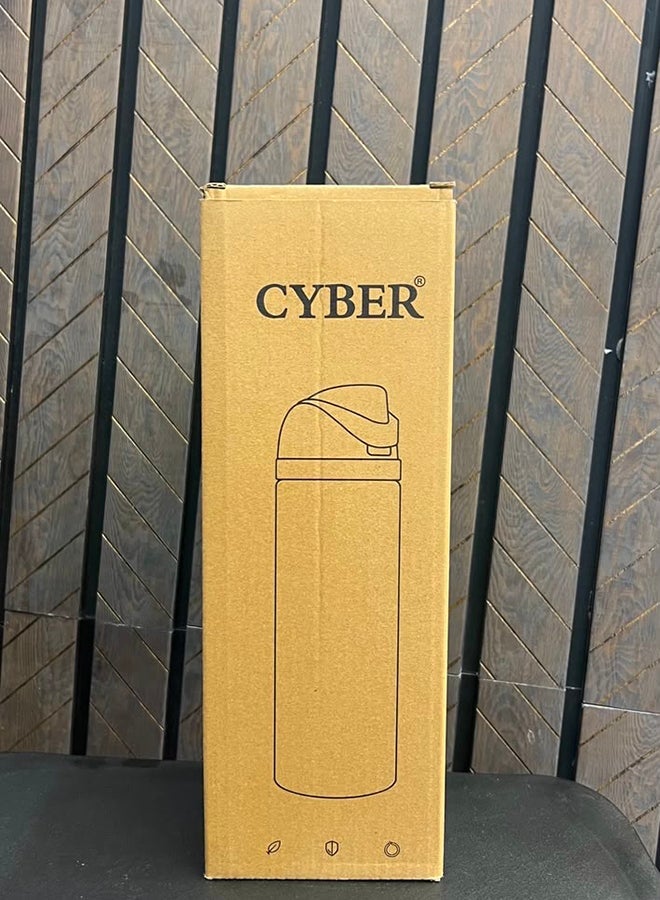 Cyber Insulated Stainless Steel Water Bottle with Straw, 24oz (710ml) - Pink Vermicelli Strips - Image 4