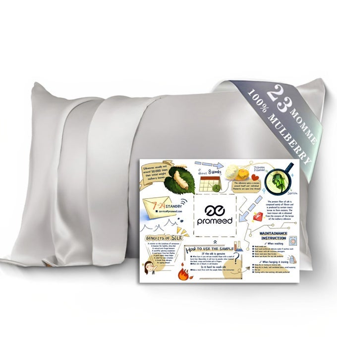 SILK PILLOWCASE FOR HAIR AND SKIN WITH HIDDEN ZIPPER BOTH SIDES 23 MOMME NATURAL REAL 100 MULBERRY SILK PILLOW CASE 1 PIECE QUEEN 20X30 LIGHT GREY