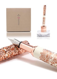 ARTEX Luxury Fountain Pen Set With Stand - Museum Art Collections - Crafting Timeless Beauty - The Best Gift & Office Desk Decor, German Schmidt Fine Nib, Solid Metal & Marble Texture  - Image 1