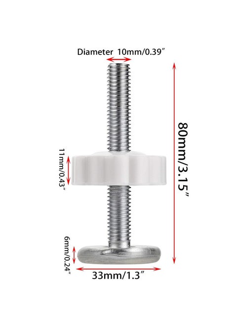 OwnMy M10(10mm/0.39") Gate Adapter 4PCS Gate Threaded Spindle Rod Accessory Pressure Gate Replacement Parts Screw Mounted Bolts Kit for Pets Gates Stair Railing Gates, White