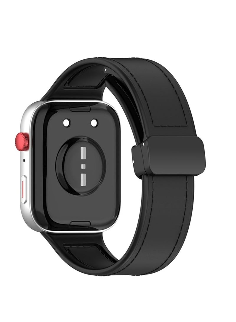 Compatible with Huawei Watch Fit 3 Strap for Women Men, Soft Flexible Leather Silicone Hybrid Sport Wristband Magnetic Buckle Bracelet Replacement Strap for Huawei Watch Fit3 - Image 2