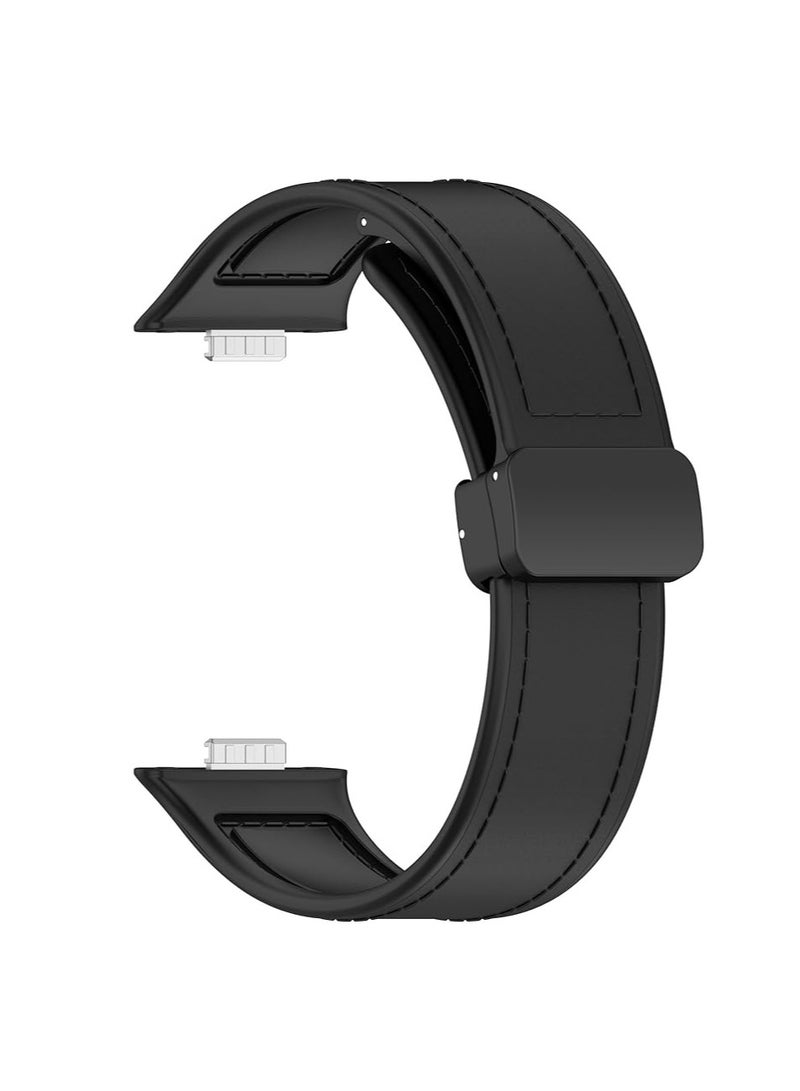 Compatible with Huawei Watch Fit 3 Strap for Women Men, Soft Flexible Leather Silicone Hybrid Sport Wristband Magnetic Buckle Bracelet Replacement Strap for Huawei Watch Fit3 - Image 3