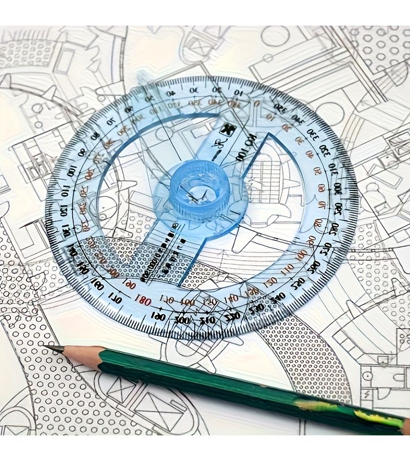 مسطرة قياس بزاوية 360 درجة لرسم الهندسة التعليمية (قطعة واحدة) - Image 3