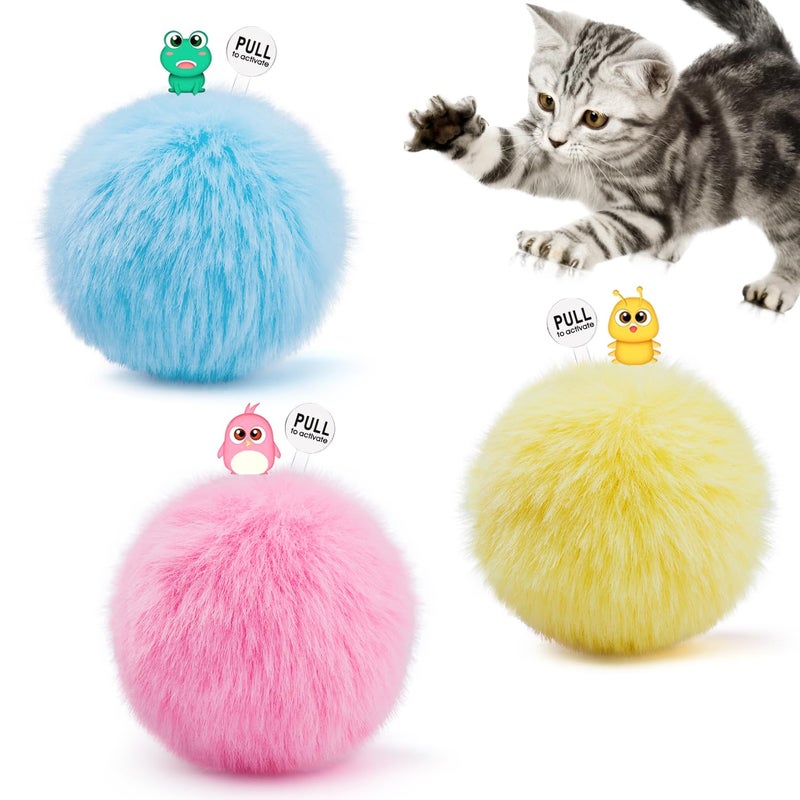 Potaroma Chirping Cat Toys Balls with SilverVine Catnip, Upgraded, 3 Pack Fluffy Interactive Cat Kicker, 3 Lifelike Animal Sounds, Kitty Kitten Catnip Exercise Toys - Image 1