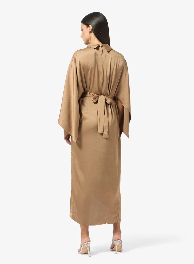 خزانة Drape Dress With Flare Sleeves