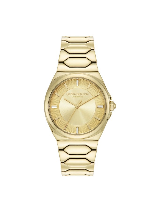 OLIVIA BURTON ساعة نسائية بعلبة رقيقة من الفولاذ الذهبي المطلي بالأيونات - Image 1