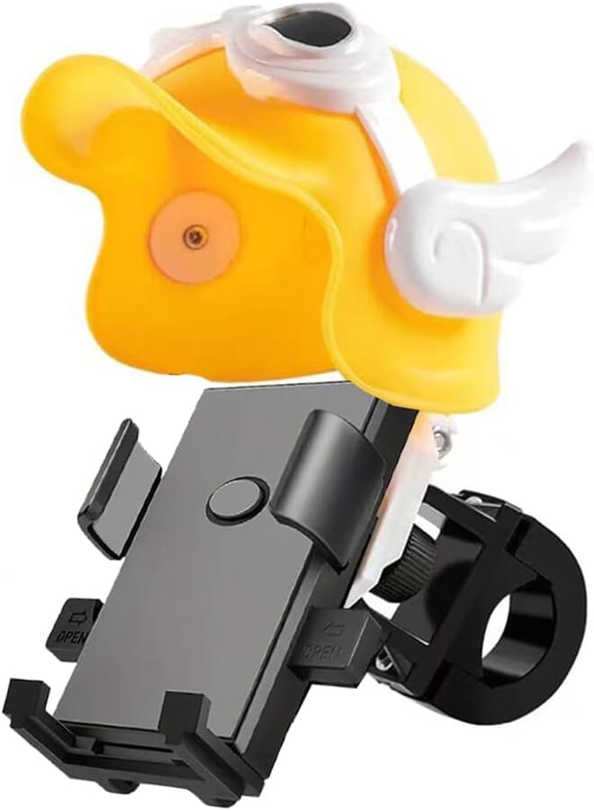 KaberTrade Cap Bike Phone Holder Motorcycle Bike Phone Mount Anti Vibration Mount Clamp Fixed Jadon Compatible with All Mobile Phones (1 Piece Only) - Black Cap Yellow - KaberTrade