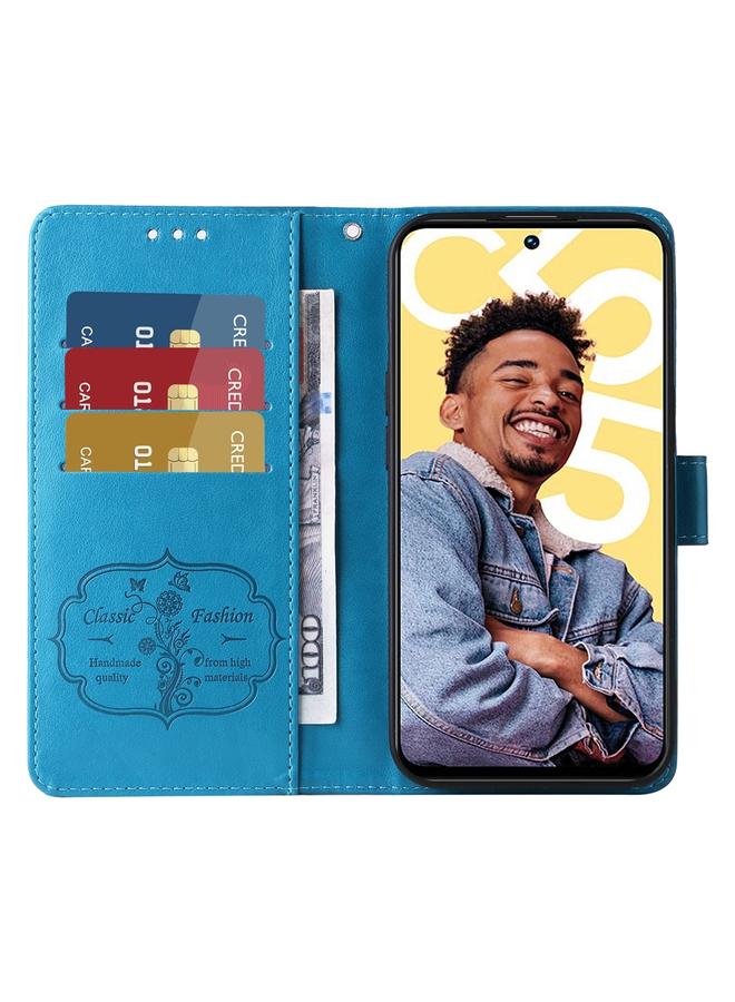 اس-توب جراب هاتف Realme C55 من الجلد المنقوش بزهور الفراشة - Image 4